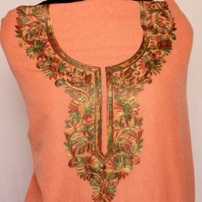 Peach Crush Cotton 2pc Suit with Aari Work - Image 2