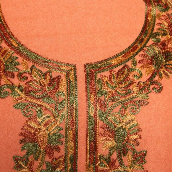 Peach Crush Cotton 2pc Suit with Aari Work - Image 3
