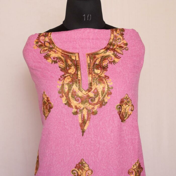 Pink Crush Cotton 2pc Suit with Aari Work - Image 2
