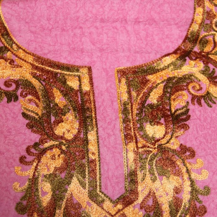 Pink Crush Cotton 2pc Suit with Aari Work - Image 3