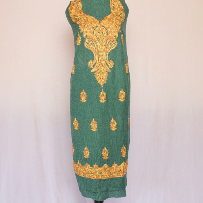 Green Crush Cotton 2pc Suit with Aari Work