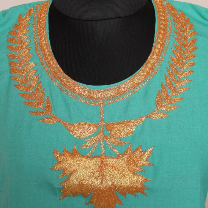 Green Boni Pun Summer Cool Cotton Tilla Short Kurta - Image 2