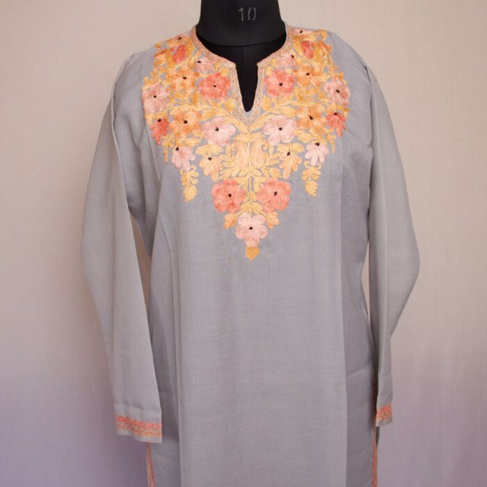 Light GreySummer Cool Cotton Aari Kurta