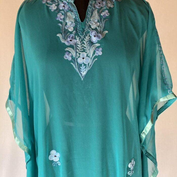 Green Georgette Aari Work Kaftan Top L49
