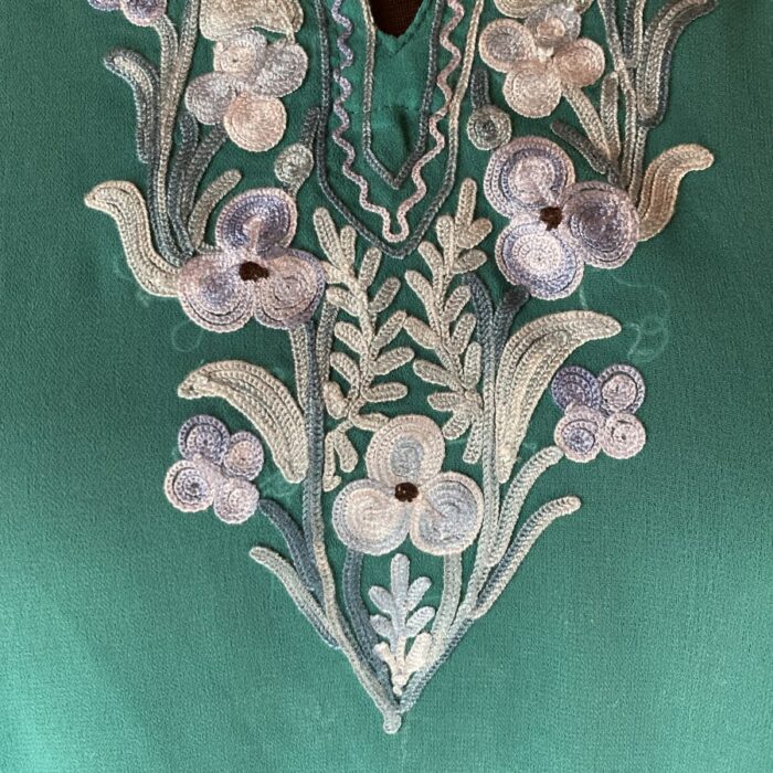 Green Georgette Aari Work Kaftan Top L49 - Image 2