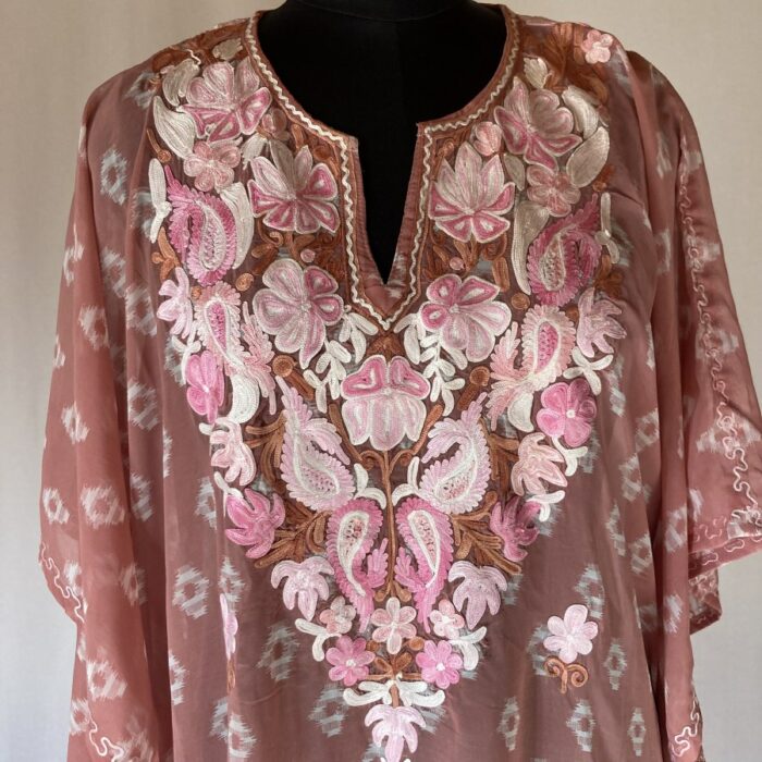Make a Statement with Georgette Kashmiri Aari Work Kaftan L52