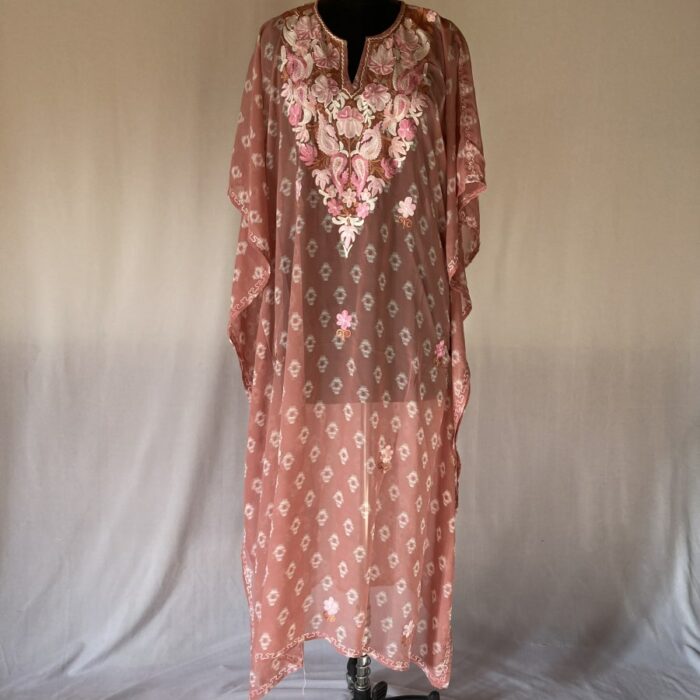 Make a Statement with Georgette Kashmiri Aari Work Kaftan L52 - Image 2