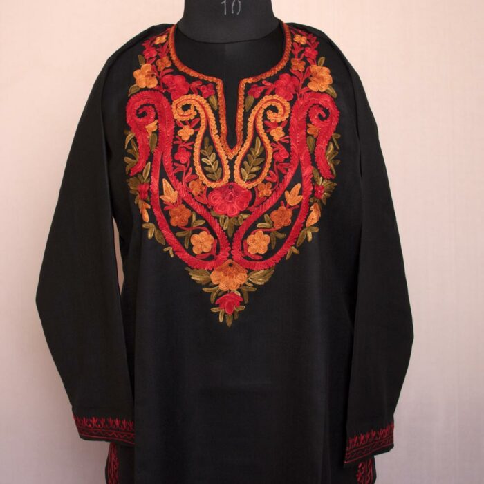 Style with This Black Ruby Cotton Aari Kurta