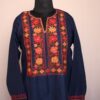 Dark Blue Ruby Cotton Kurta Featuring Intricate Aari Work