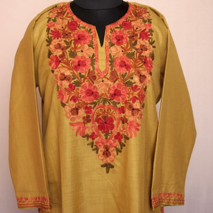 Light Green Ruby Cotton Aari Kurta