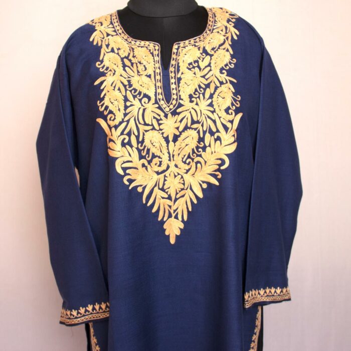 Dark Blue Ruby Cotton Aari Summer Kurta 3XL