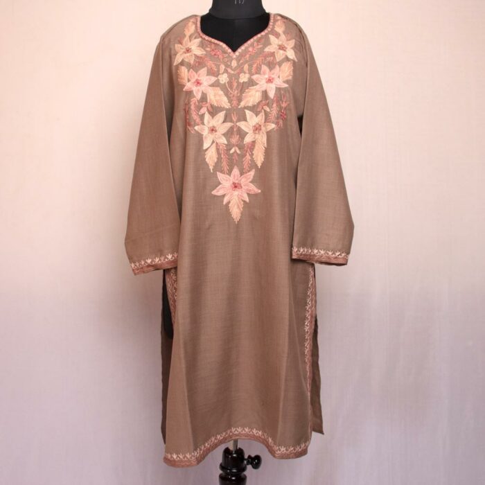 Khaki Color Ruby Cotton Aari Kurta - Image 2