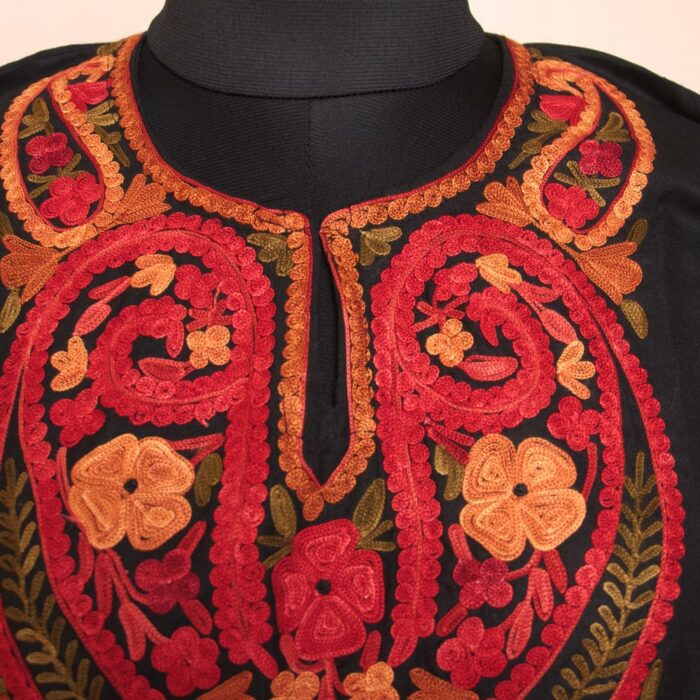 Black Badam Ruby Cotton Aari Kashmiri Summer Kurta - Image 3