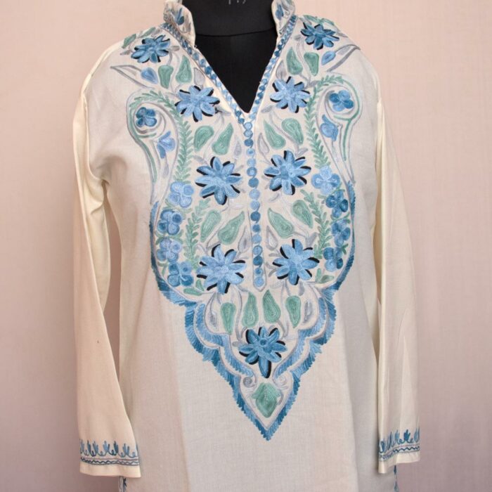 White Summer Cool Cotton Aari Kurta