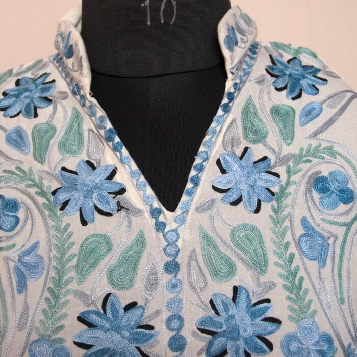 White Summer Cool Cotton Aari Kurta - Image 3
