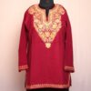 Red Chinari Ruby Cotton Aari Short Kurti