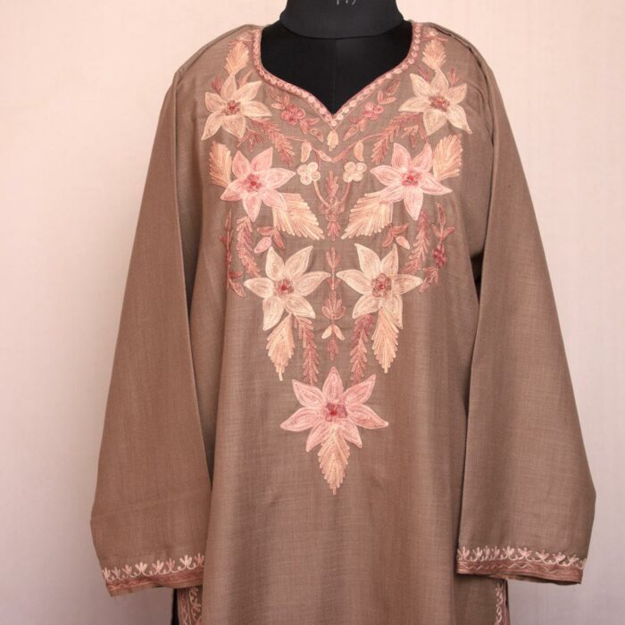 Khaki Color Ruby Cotton Aari Kurta