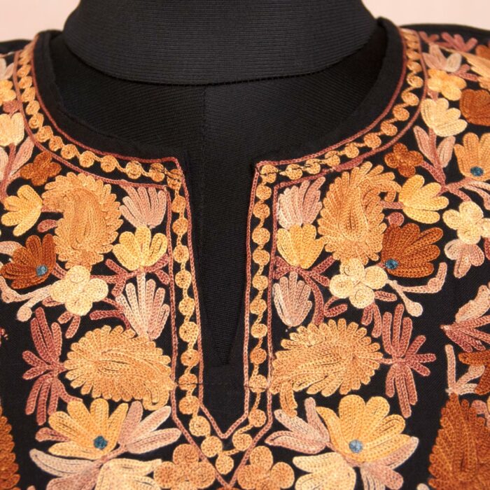 Black Bodh Posh Ruby Cotton Aari Short Kurti - Image 2