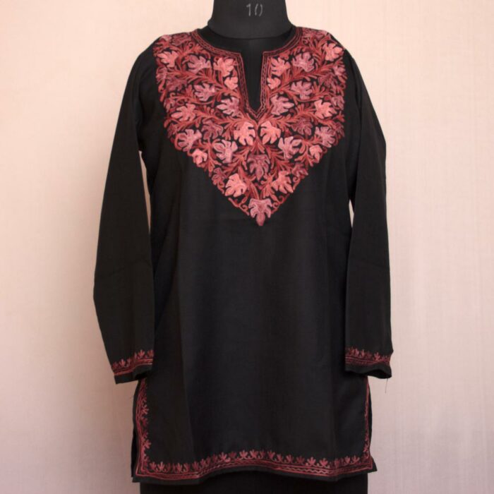 Black Harud Pun Ruby Cotton Aari Short Kurti