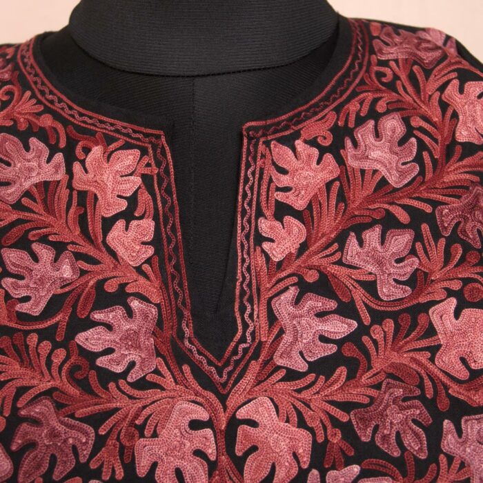 Black Harud Pun Ruby Cotton Aari Short Kurti - Image 2