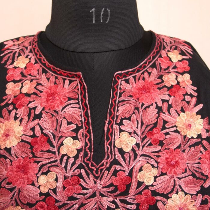 Black Shahi Ruby Cotton Aari Short Kurti - Image 2