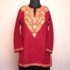 Red Harud Chinar Ruby Cotton Aari Short Kurti