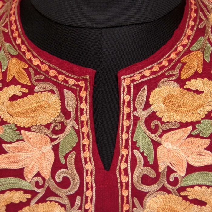 Red Miri Ruby Cotton Aari Short Kurti - Image 2