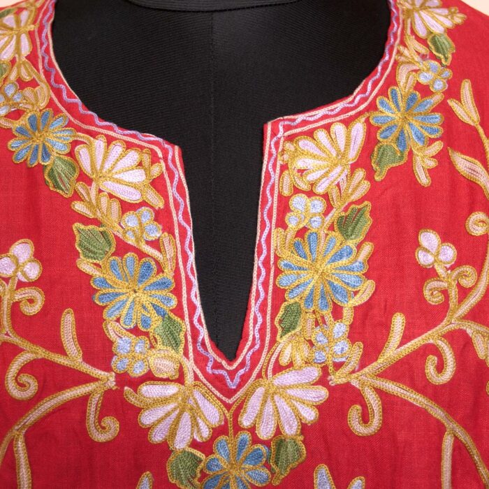 Red Ruby Cotton Aari Kurta - Image 3
