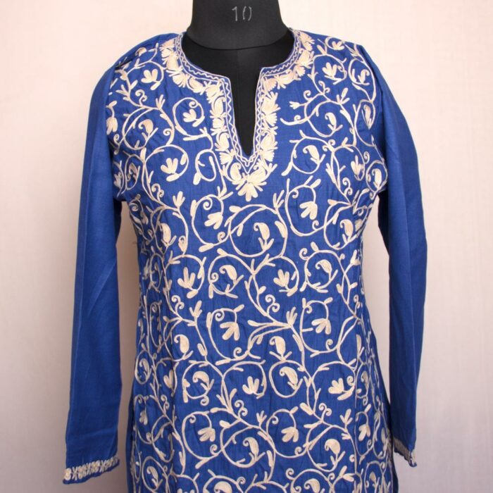 Blue Ruby Cotton Aari Kurta