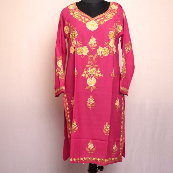Pink Summer Cool Cotton Aari Kurta - Image 2