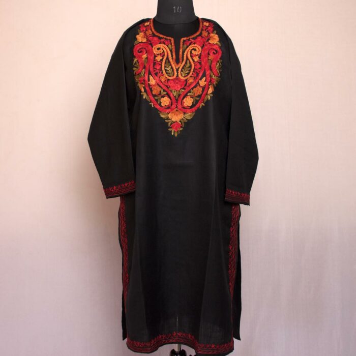 Style with This Black Ruby Cotton Aari Kurta - Image 2
