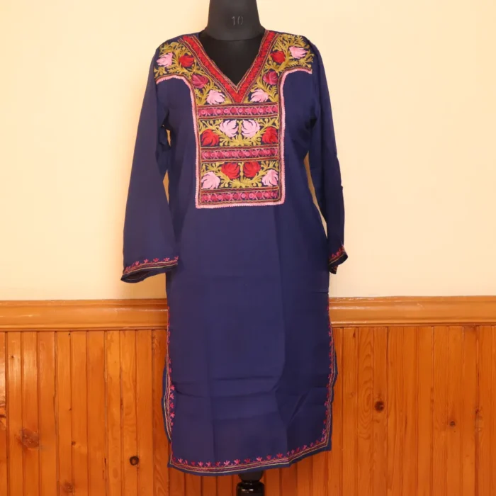 Navy Blue Aari Kashmiri Kurti - Image 2