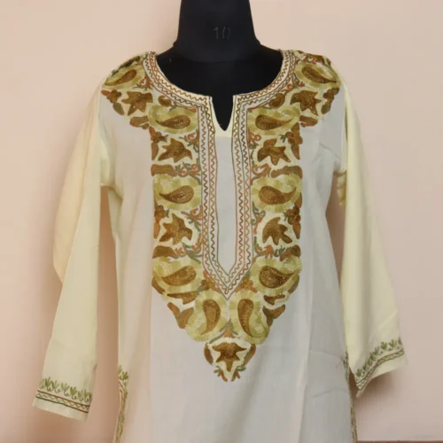 Light Yellow Summer Cool Kurta with Aari Work