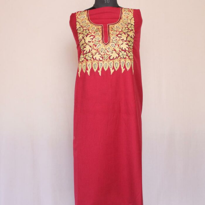 Maroon Ruby Cotton 2pc Suit with Aari Work
