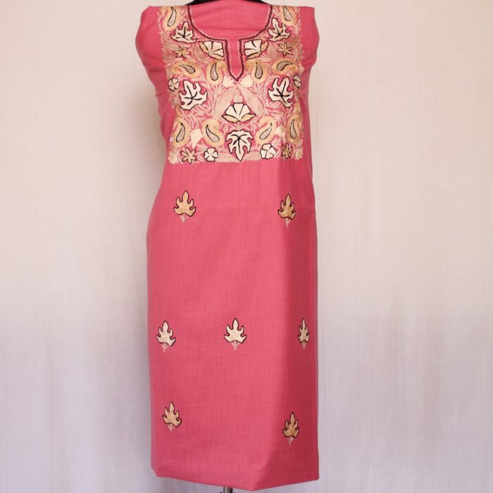 Pink Ruby Cotton 2pc Suit with Aari Work