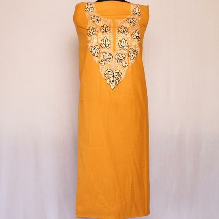 Light Mustard Boni Pun Ruby Cotton 2pc Suit with Aari Work