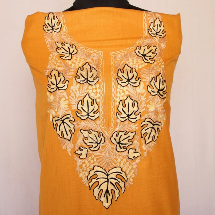 Light Mustard Boni Pun Ruby Cotton 2pc Suit with Aari Work - Image 2