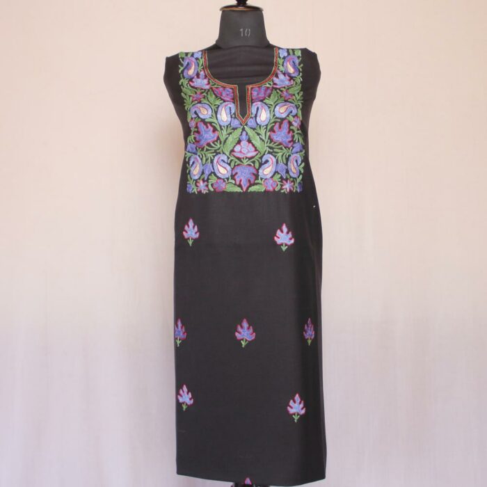 Black Boni Pun Ruby Cotton 2pc Suit with Aari Work