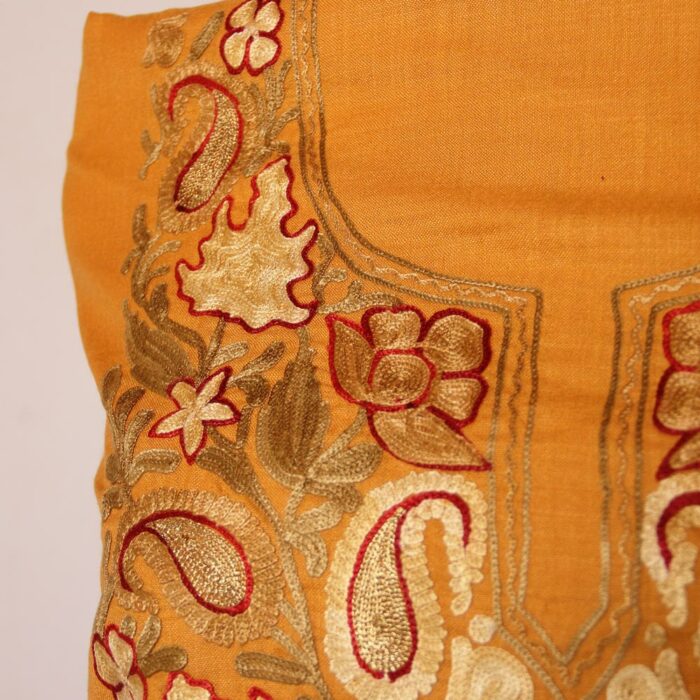 Mustard Yellow Chinari Ruby Cotton 2pc Suit with Aari Work - Image 3