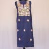 Dark Blue Ruby Cotton 2pc Suit with Aari Work