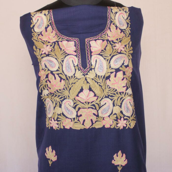 Dark Blue Ruby Cotton 2pc Suit with Aari Work - Image 2