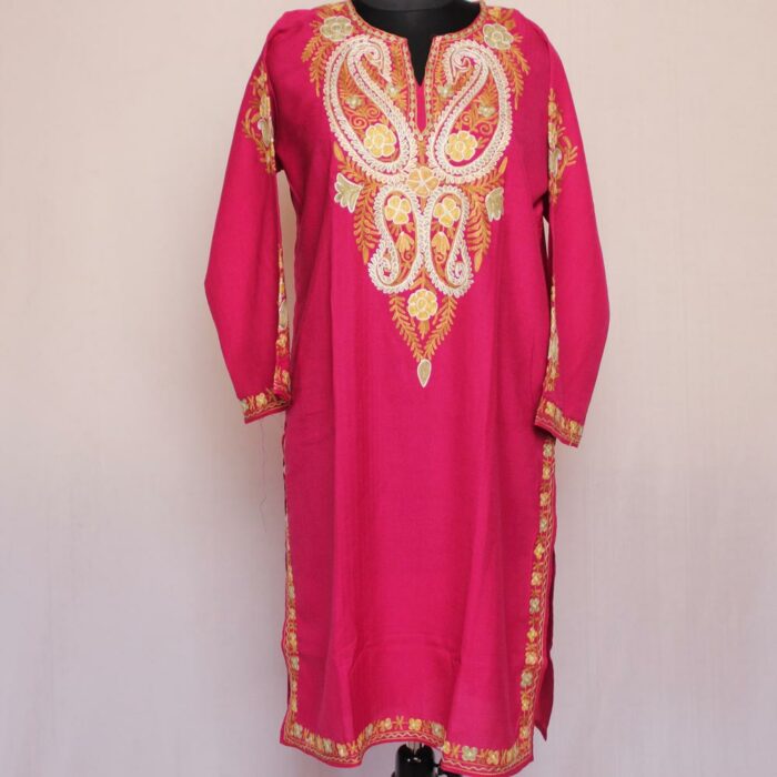 Pink Badami Summer Cool Cotton Aari Kurta - Image 2