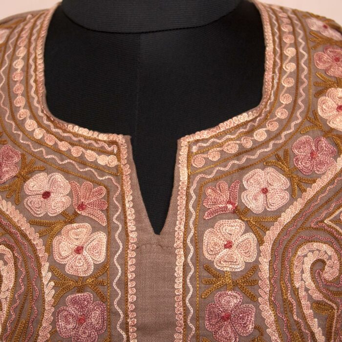Khaki Brown Ruby Cotton Aari Kurta - Image 3