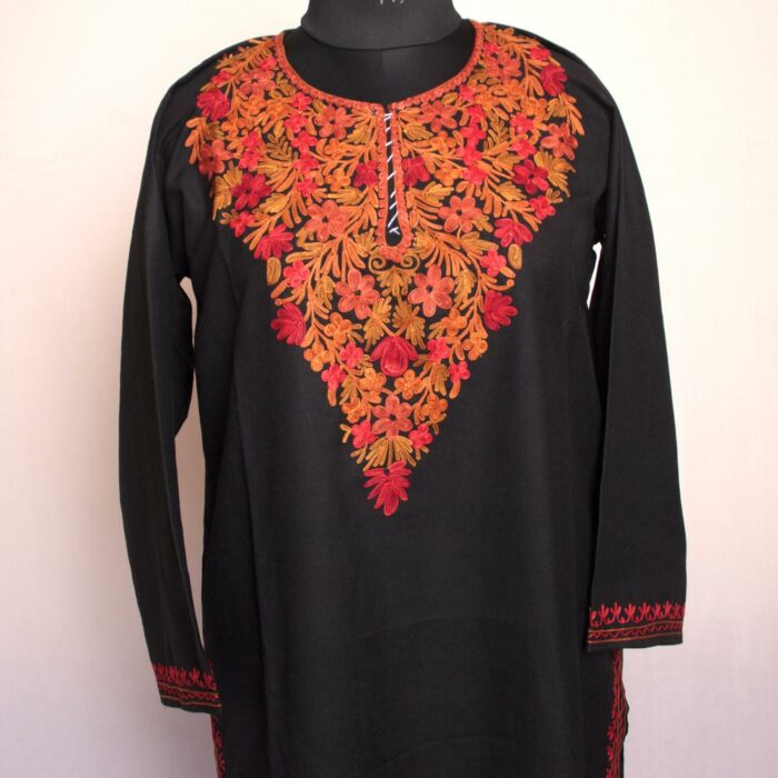 Black Gurezi Ruby Cotton Aari Kurta