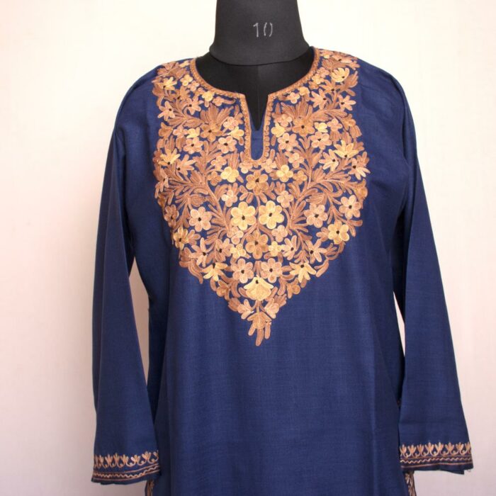 Dark Blue Harud Ruby Cotton Aari Kurta