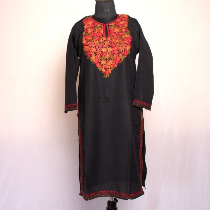 Shameeri Black Ruby Cotton Aari Kurta - Image 2