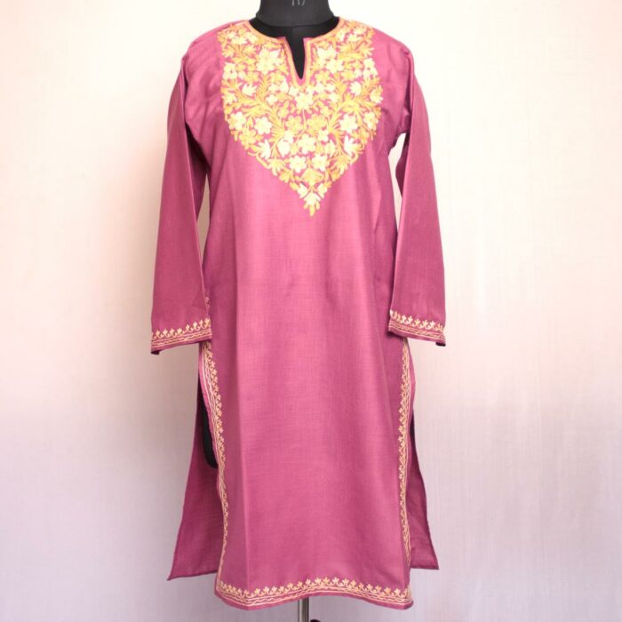 Light Purple Ruby Cotton Aari Kurta - Image 2