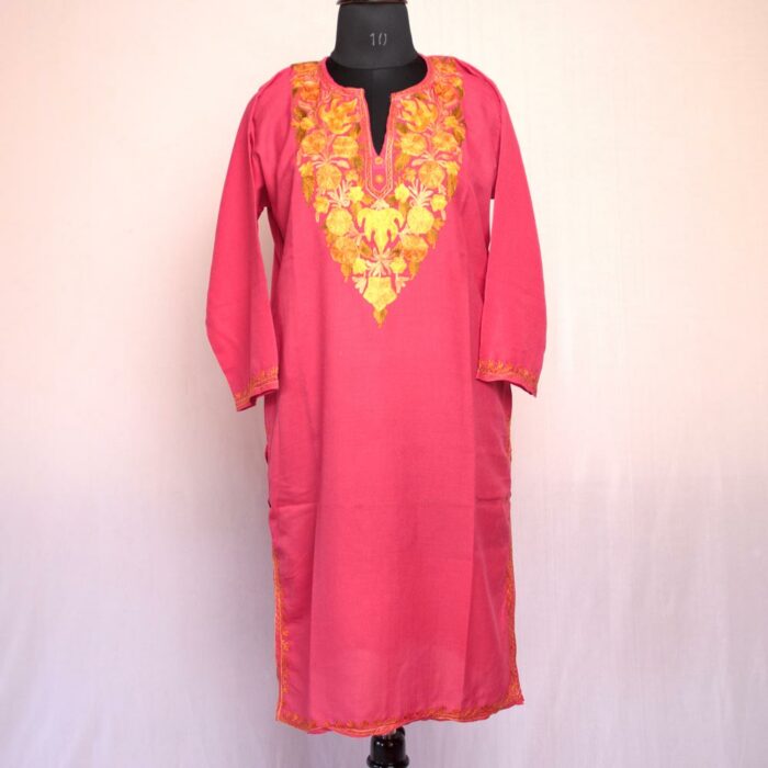 Pink Summer Cool Cotton Aari Kurta - Image 2