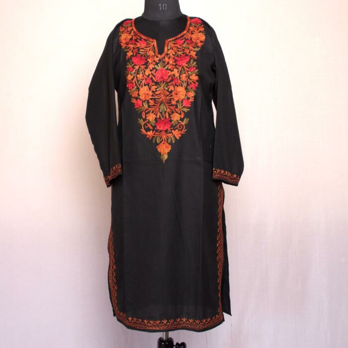 Black Shahi Bahar Ruby Cotton Aari Kurta - Image 2