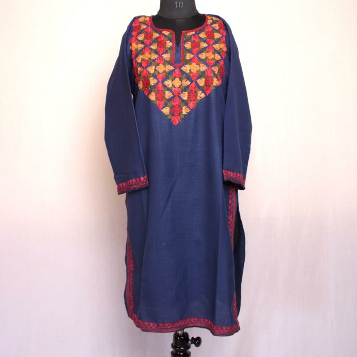 Dark Blue Bahar Ruby Cotton Aari Kurta - Image 2
